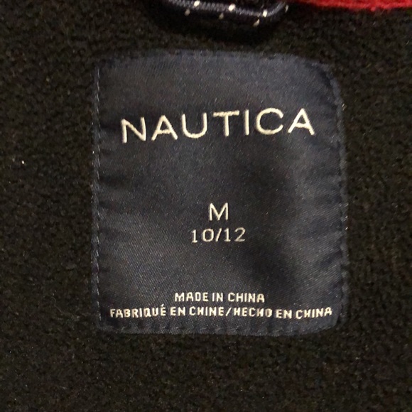 Boys Nautica brand fleece. ZIP front. Size 10/12. Black with gray sleeve strip. - Picture 2 of 9